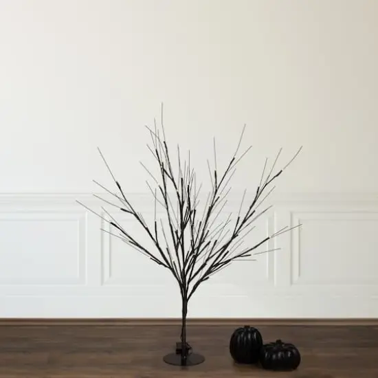 39" LED Lighted Black Halloween Twig Tree, Warm White Lights {3}