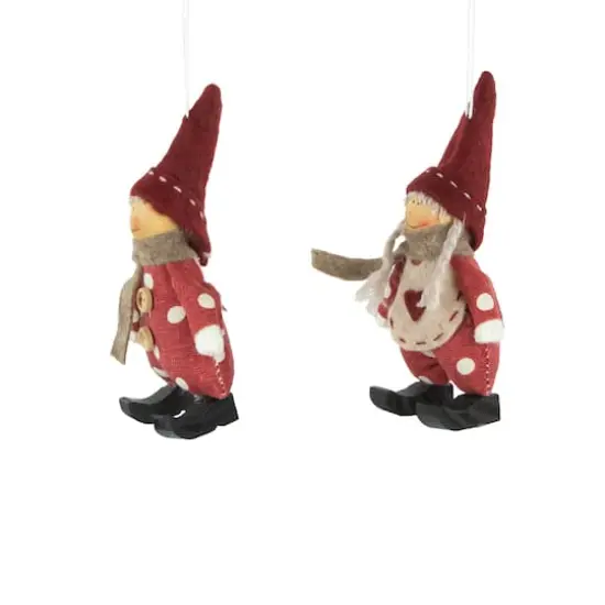 Red Polka Dot Boy & Girl Hanging Fabric Christmas Ornament Set {4}