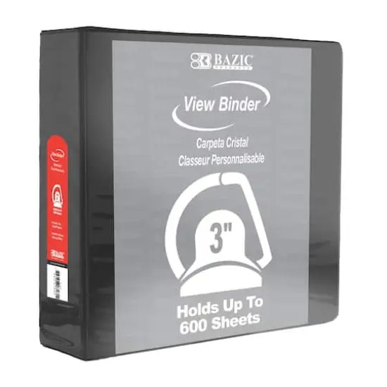 BAZIC&reg; Slant D Ring 2-Pocket View Binder Black {1}
