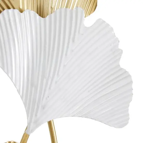 24" White & Gold Metal Modern Nature Sculpture {4}