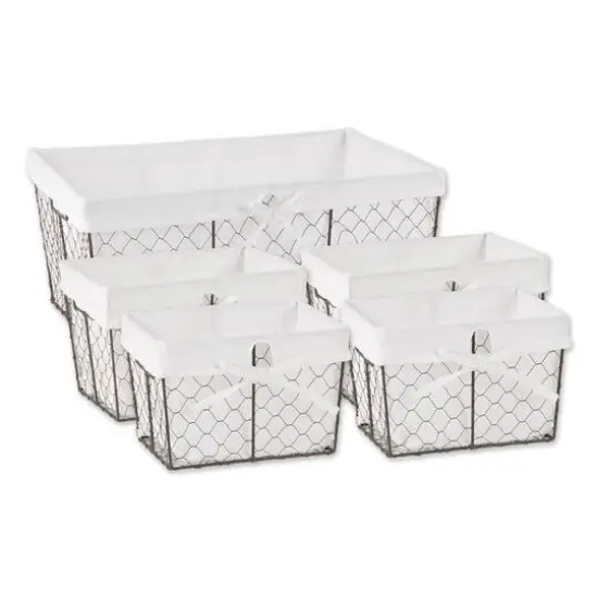 DII&reg; Vintage Gray Chicken Wire Basket with Bleached White Liner, 5ct. {1}