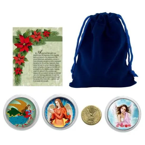 Christmas Angel Coins in Blue Pouch {1}