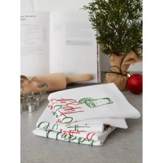 DII&reg; Assorted Tipsy Glitzy Christmas Dishtowel Set {6}