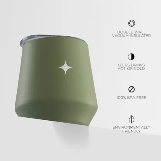 JoyJolt&reg; 12oz. Vacuum Insulated Stemless Wine Tumbler with Lid Green {5}