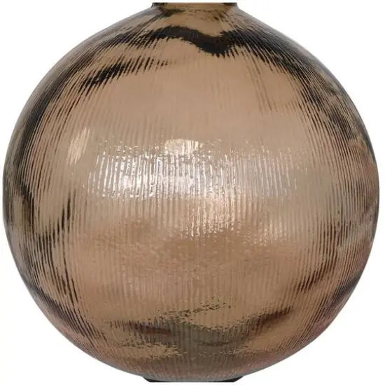 17" Brown Ribbed Spanish Bottle Recycled Glass Vase {6}