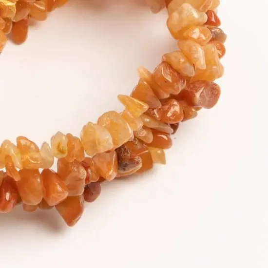 John Bead Peach Aventurine 3-Strand Chip Bead Bracelet with Bow {3}