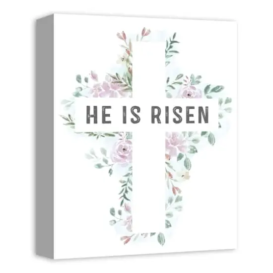 Watercolor Floral Cross 1 11" x 14" Canvas Wall Art {3}