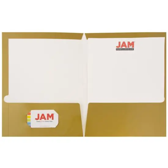 JAM Paper Laminated 2-Pocket Glossy Folders, 6ct. Gold {5}