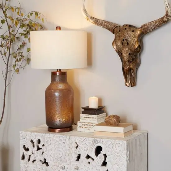 Brown Glass Table Lamp 17" x 17" x 31" {10}