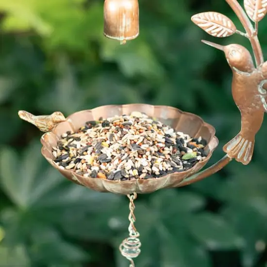 Glitzhome&reg; 25" Faux Copper Patina Finish Hummingbird Hanging Bird Feeder {7}