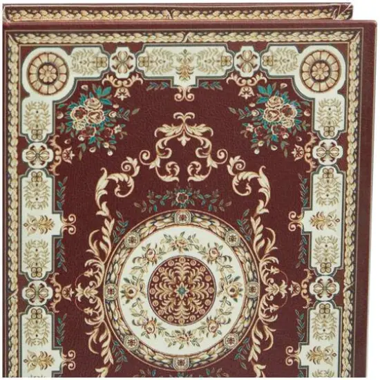 Arabesque Pattern Canvas Storage Book Box Set Red/Cream/Green {6}