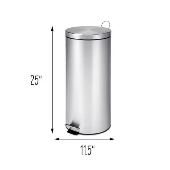 30L Round Stainless Steel Step Trash Can With Step Pedal {6}