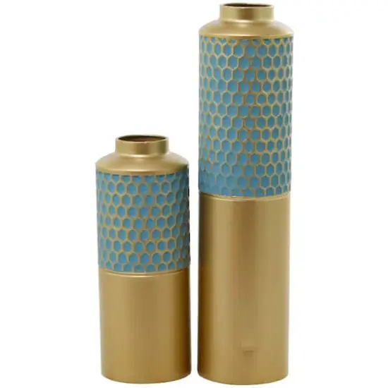 Light Blue Metal Glam Vase, Set of 2 {5}