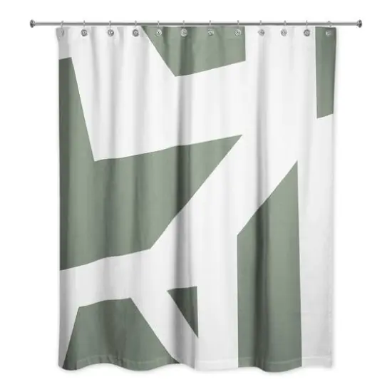 Geo Blocks Shower Curtain Sage {1}