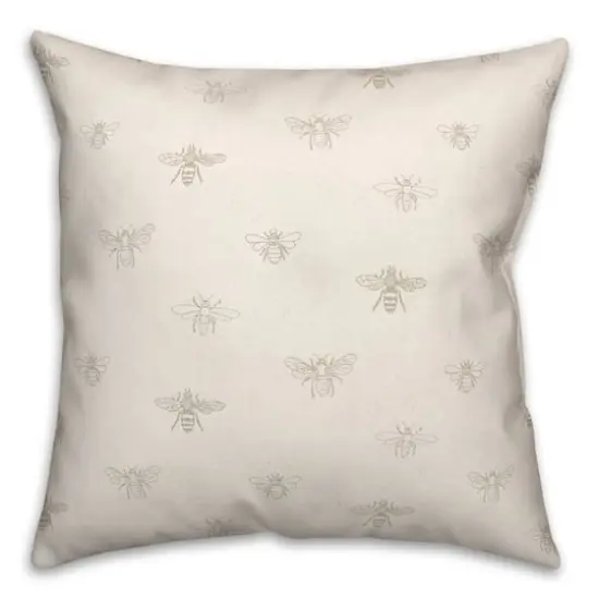 Bee Pattern Throw Pillow Gray and White {3}