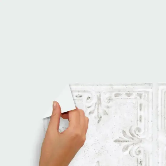 RoomMates White Tin Tile Backsplash Peel & Stick Giant Wall Decals {7}