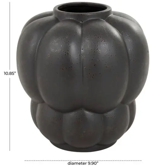11" Black Ceramic Wide Bubble Inspired Vase {7}