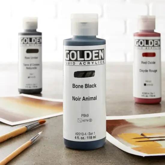 Golden&reg; 4oz. Fluid Acrylics Bone Black {3}