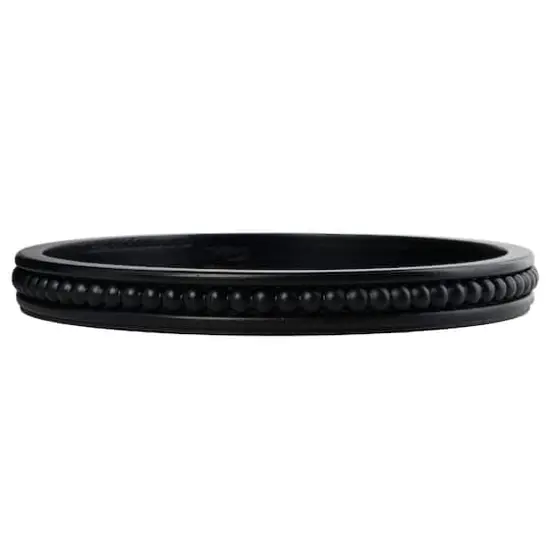 Hello Honey&reg; 16" Decorative Round Wood Tray with Hobnail Edge Black {1}