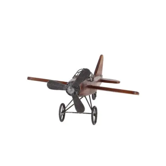 Brown Wood Vintage Sculpture, Airplane 9" x 16" x 14" {3}