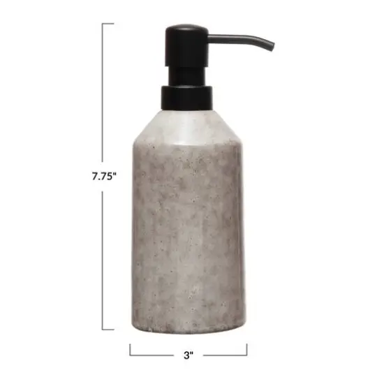 Hello Honey&reg; 7.7" Neutral Colored Reactive Glaze Stoneware Soap Dispenser with Black Pump {3}