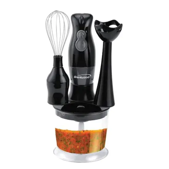 Brentwood Black 2-Speed Hand Blender & Food Processor with Balloon Whisk {9}