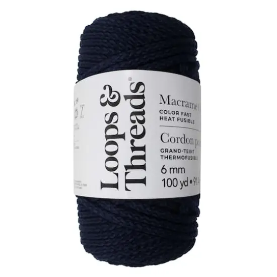 6mm Heat Fusible Macram&eacute; Cord by Loops & Threads&reg; Navy {1}