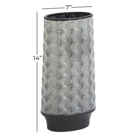 14" Silver Stoneware Vintage Vase {4}