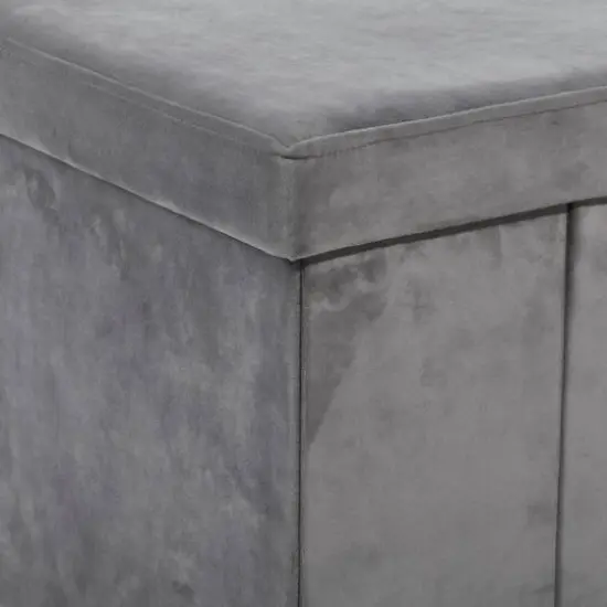 17" Modern Fabric Storage Stool Gray {7}