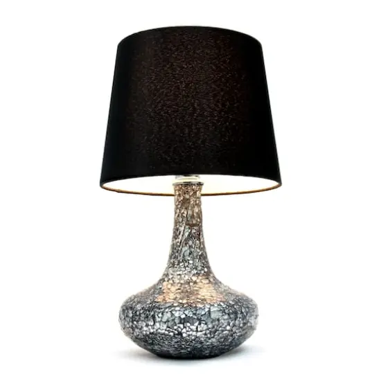 Simple Designs 14" Mosaic Glass Genie Table Lamp with Fabric Shade Black {3}