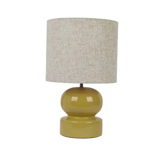 Hello Honey&reg; 19" Green Modern Ceramic Table Lamp with Fabric Shade {1}