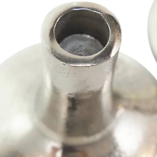 Silver Aluminum Candle Holder with Rounded Base Set {12}