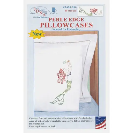 Jack Dempsey Stamped Embroidery Mermaid Perle Pillowcase Set {1}