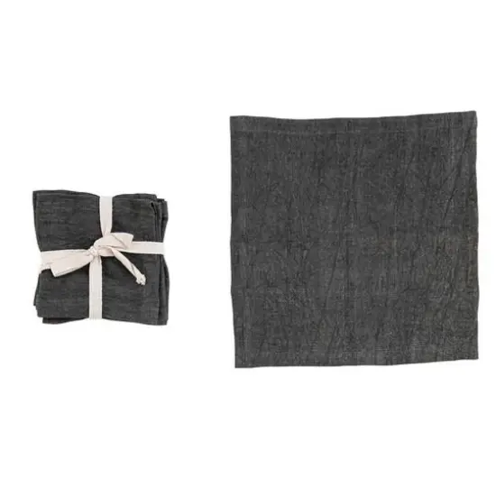 Hello Honey&reg; 10" Square Stonewashed Linen Cocktail Napkins, 4ct. Charcoal {1}