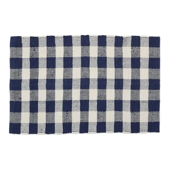 DII&reg; Buffalo Check Rag Rug, 26" x 40" Navy and Cream {1}