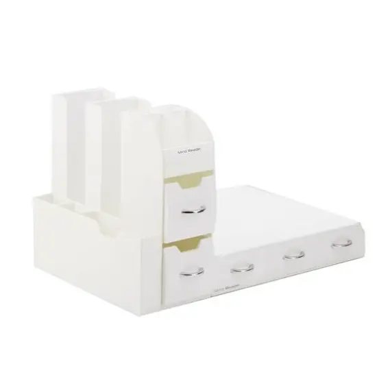 Mind Reader White 2-Piece Single Serve Coffee Pod Drawer and Condiment Organizer Caddy Station {1}