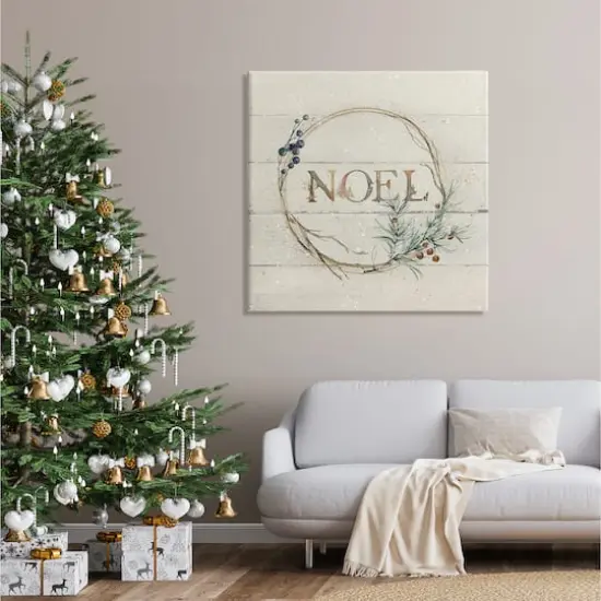 Stupell Industries Noel Holiday Botanical Wreath Canvas Wall Art {3}