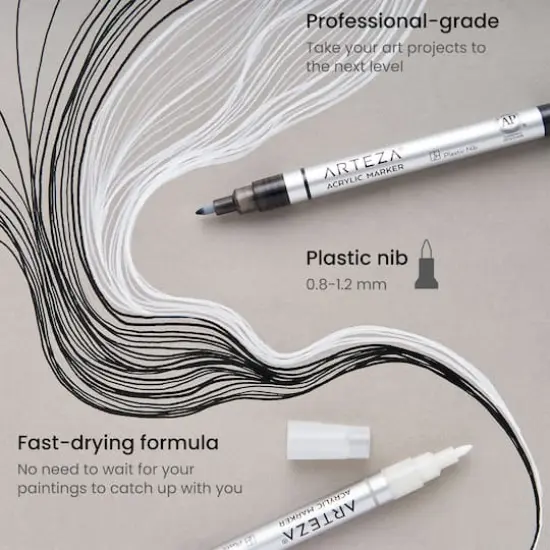 Arteza&reg; Black Extra Fine Acrylic Paint Markers, 12ct. {4}