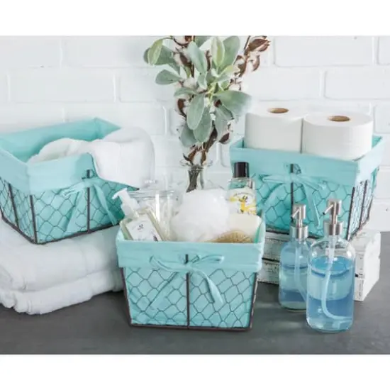 DII&reg; Small Chicken Wire Baskets, 3ct. Aqua {8}
