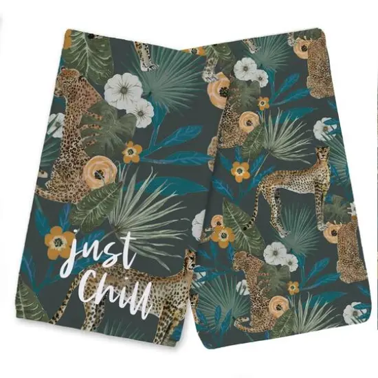 Just Chill Tropical Cheetah Tea Towel Set Green {1}