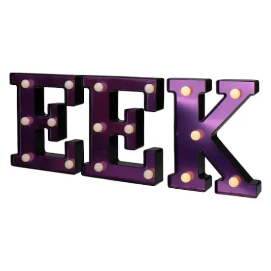6.5" Lighted Black & Purple EEK Halloween Marquee Sign {5}