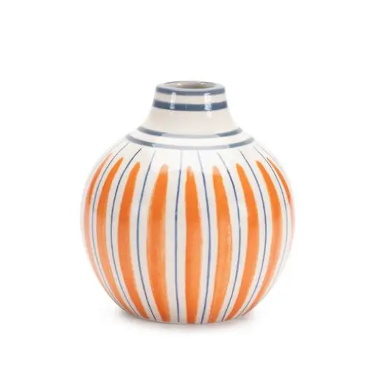 Orange Multi-Striped Stone Vase Set {4}