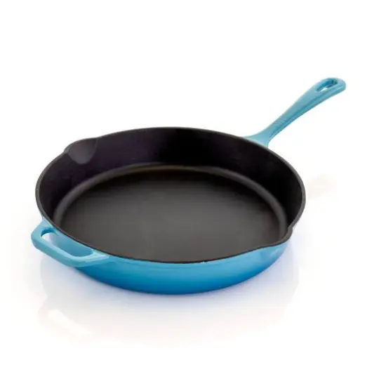 MegaChef 12" Round Blue Enamel Cast Iron Skillet {5}