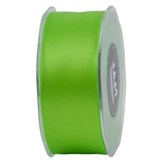 JAM Paper 1.5" x 25yd. Double Faced Satin Ribbon Lime Green {7}
