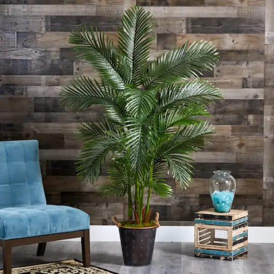 5.75ft. Areca Palm Tree in Decorative Metal Pail with Rope {4}