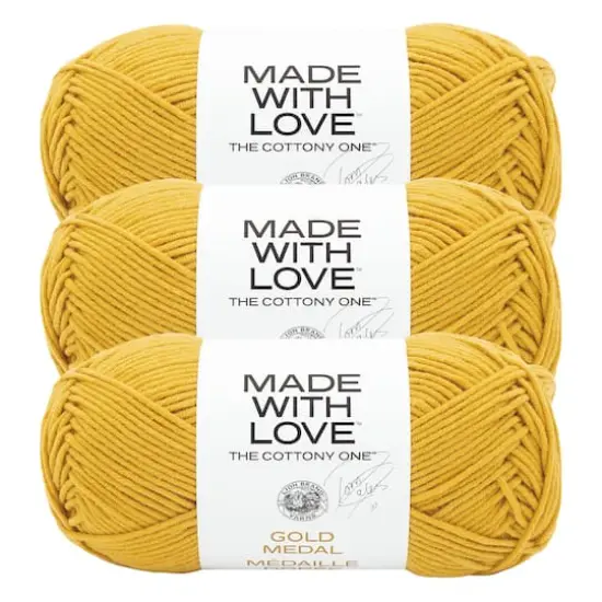 3 Pack Lion Brand&reg; Tom Daley Made with Love&trade; The Cottony One&trade; Yarn Gold Medal {1}