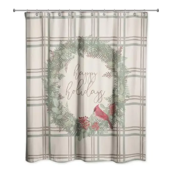 Happy Holidays Plaid Shower Curtain {3}