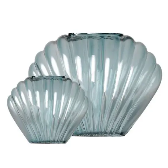 American Art Decor Sea Scallops Azure Glass Vase Set Blue {7}