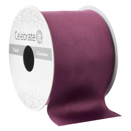 2.5" x 10yd. Wine Wired Satin Ribbon by Celebrate It&trade; Classic {1}