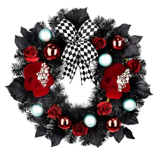 26" Red Skulls & Roses Wreath by Ashland&reg; {1}